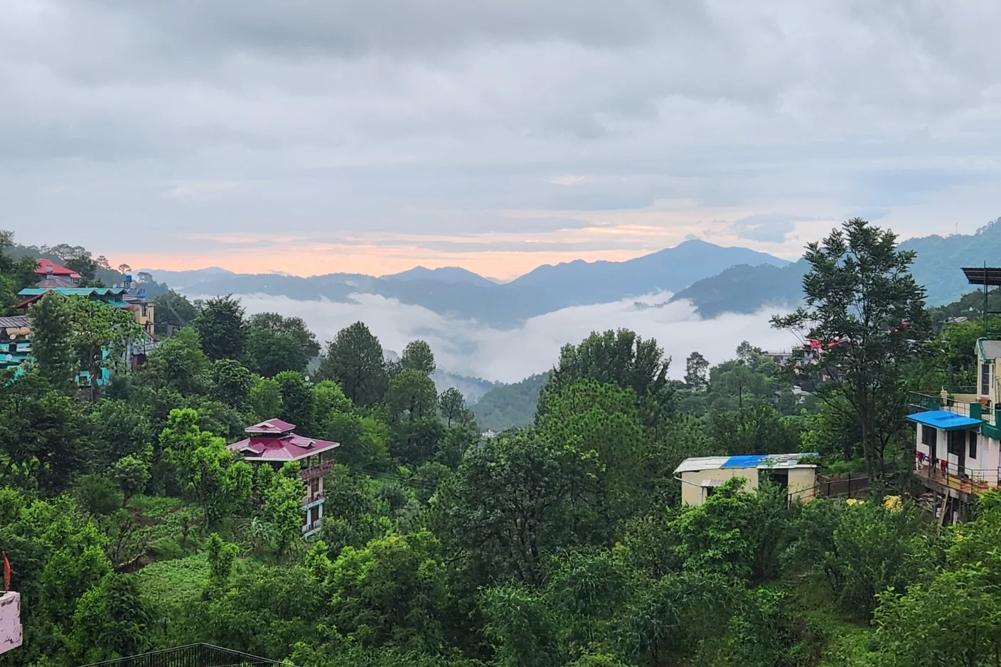 Scenic view of misty hills and lush greenery in Dharampur, near Kasauli – a perfect peaceful getaway